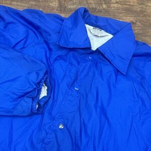Vintage Montgomery Ward Coaches Jacket Mens M Fleece Lined Snaps 70s 80s Blue